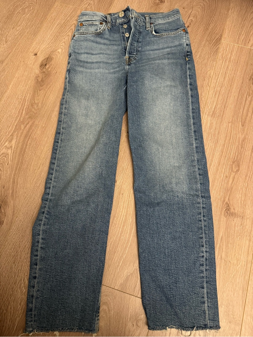 RE/DONE Straight-Leg Blue Jeans